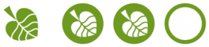 Two coloured Conscious rating icons for environmental awareness