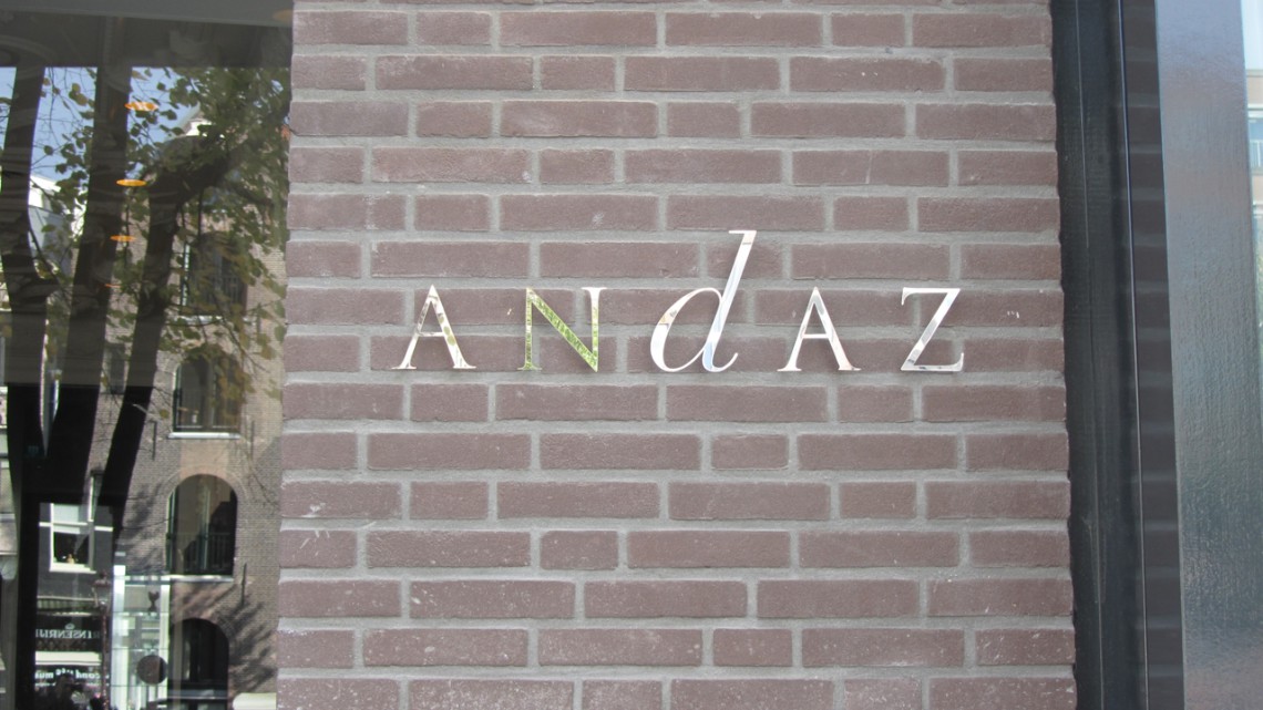 Name plate of the Andaz Amsterdam Prinsengracht Hotel