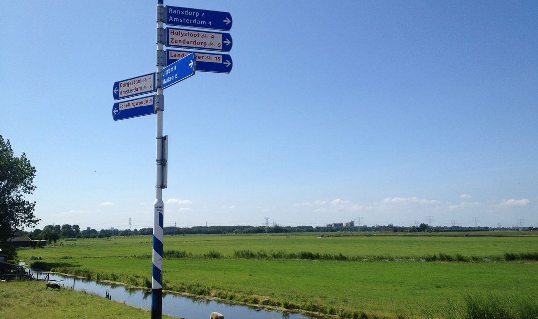 Bicycle road signs in the fields