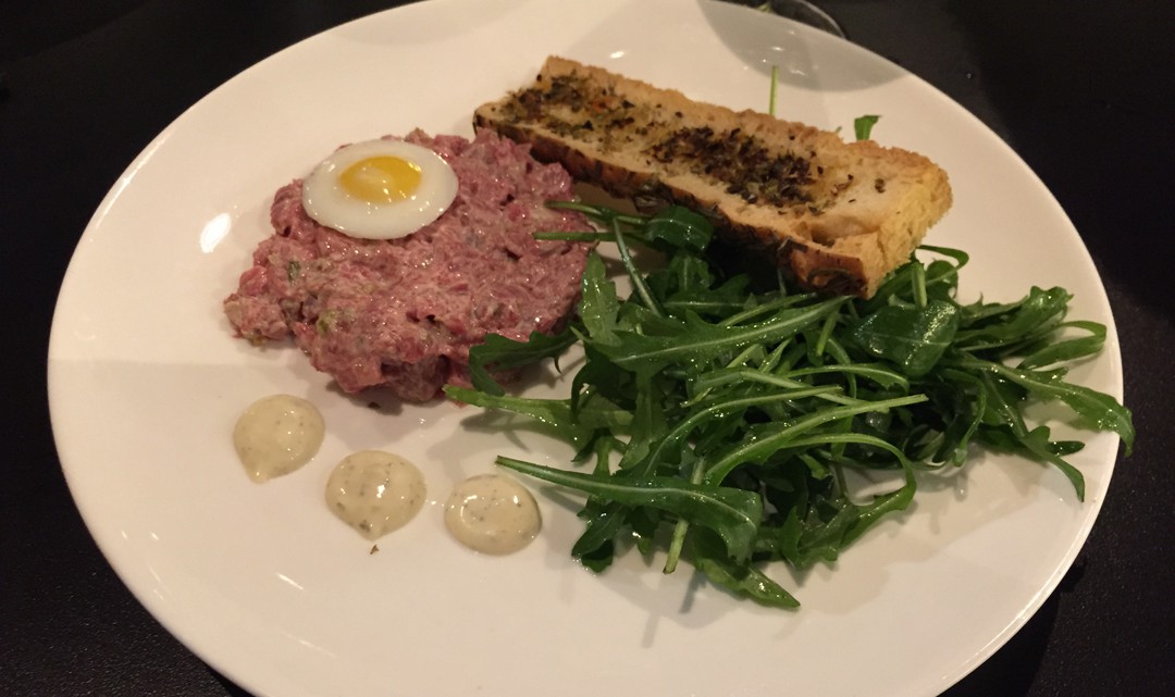 A plate with steak tartare