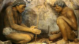 A model showing ancient cavemen