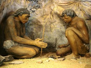 A model showing ancient cavemen