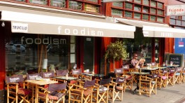 The terraces in front of Foodism and Friends