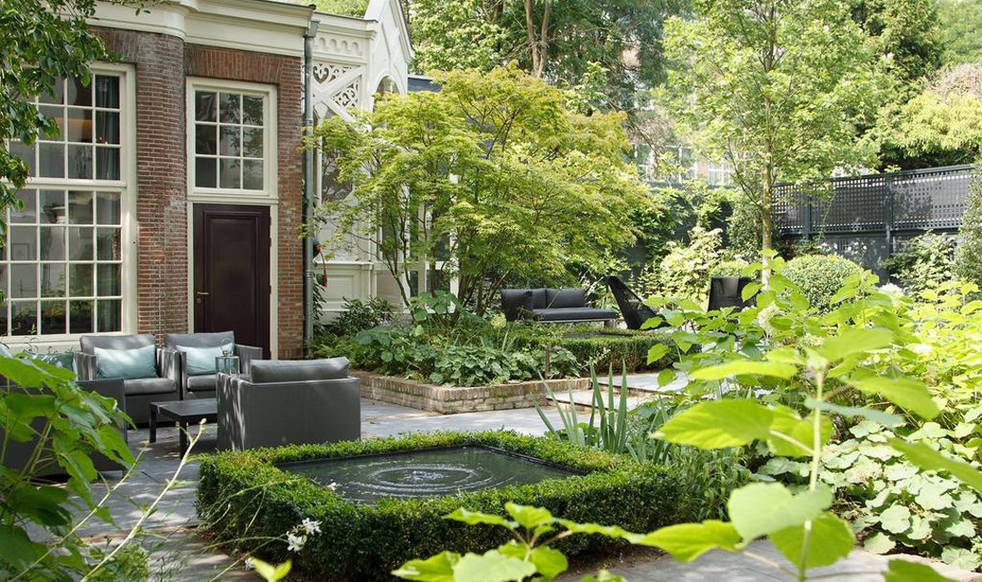 A clean and landscaped garden on a sunny day