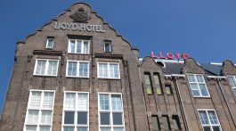 Gable with name of the hotel