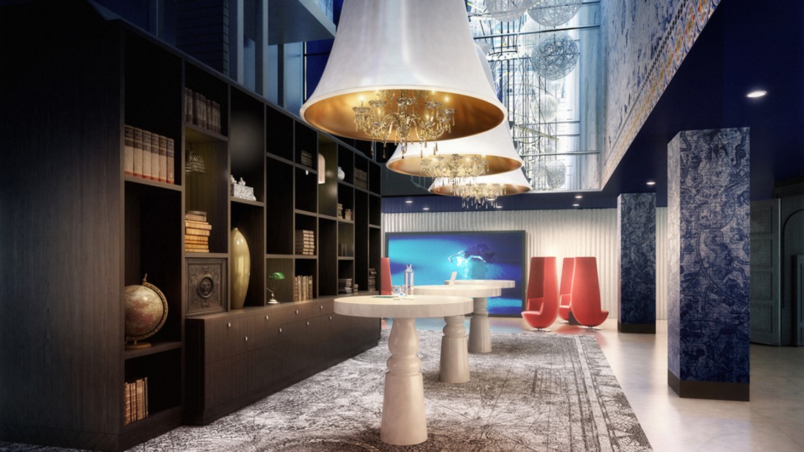 The lobby of the Andaz Hotel