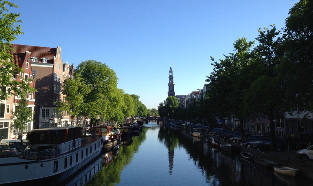 A view over the Prinsengracht towards Westertoren