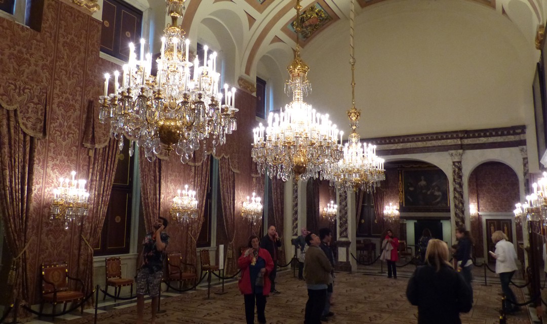 A richly decorated room that looks more like a hall with a vault ceiling