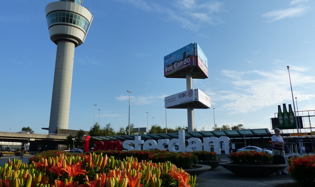 Control tower and I amsterdam sign