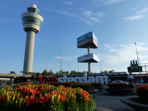 Control tower and I amsterdam sign