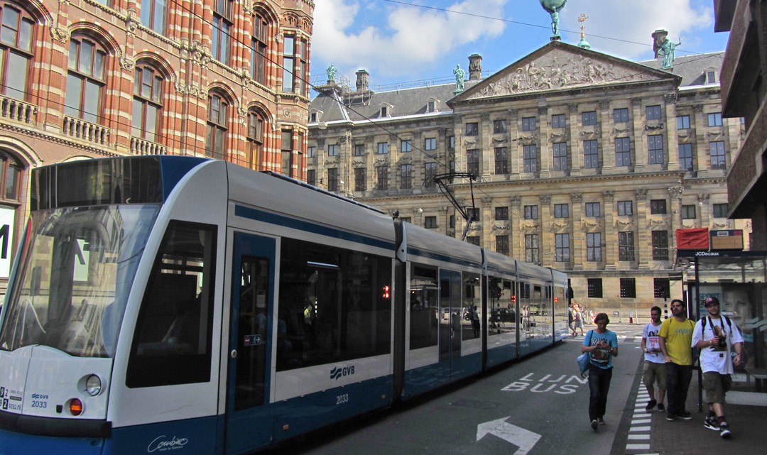 A tram in front of the Royal Palace