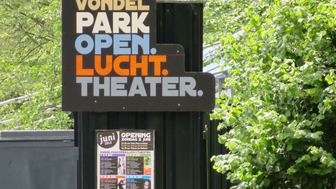 Art Deco sign saying in Dutch: Vondelpark Open Air Theatre